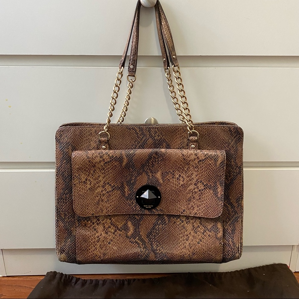 Authentic Kate Spade designer faux snake skin shoulder bag purse